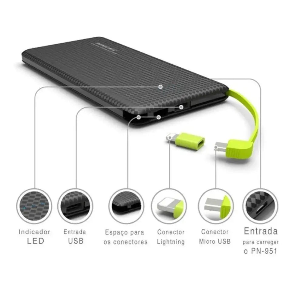 Pineng Power Bank 10.000mAh Carregador portátil para seu celular