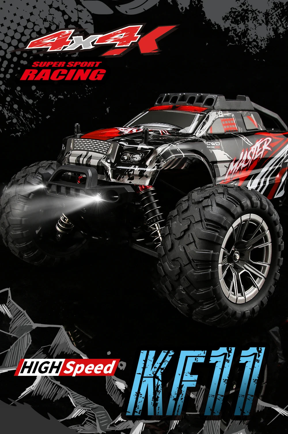 Novo 2024 KF11 1:16 Escala completa Tração nas quatro rodas Alta velocidade off-road RC Carro Luzes LED Drift Racing Truck Drift Vehicle Meninos Brinquedos