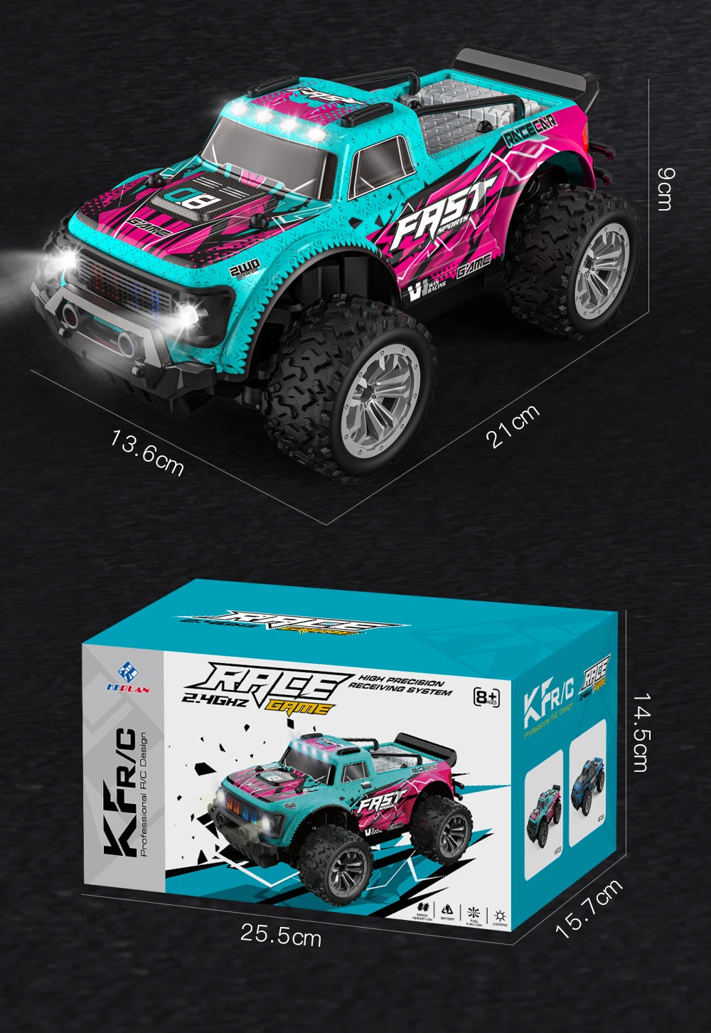 Novo 2024 KF11 1:16 Escala completa Tração nas quatro rodas Alta velocidade off-road RC Carro Luzes LED Drift Racing Truck Drift Vehicle Meninos Brinquedos