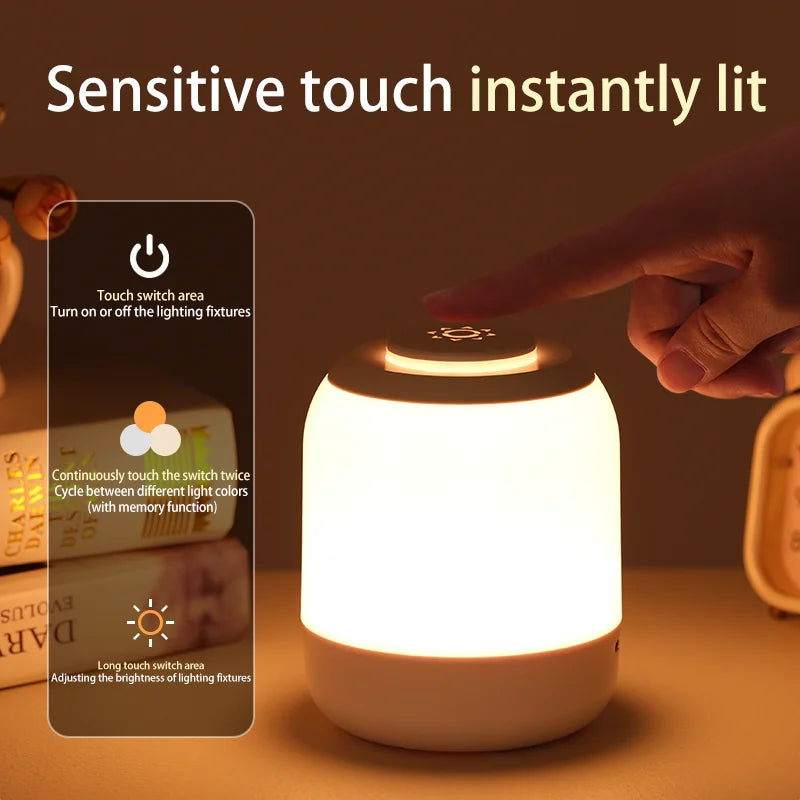 Lâmpada noturna LED Touch  com sensor de toque Lâmpada de mesa portátil Luz para crianças Presentes led