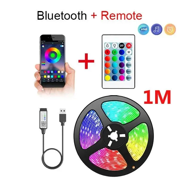 tira led rgb 5050 bluetooth app controle luces led flexível, perfeito para deixar sua casa mais elegante