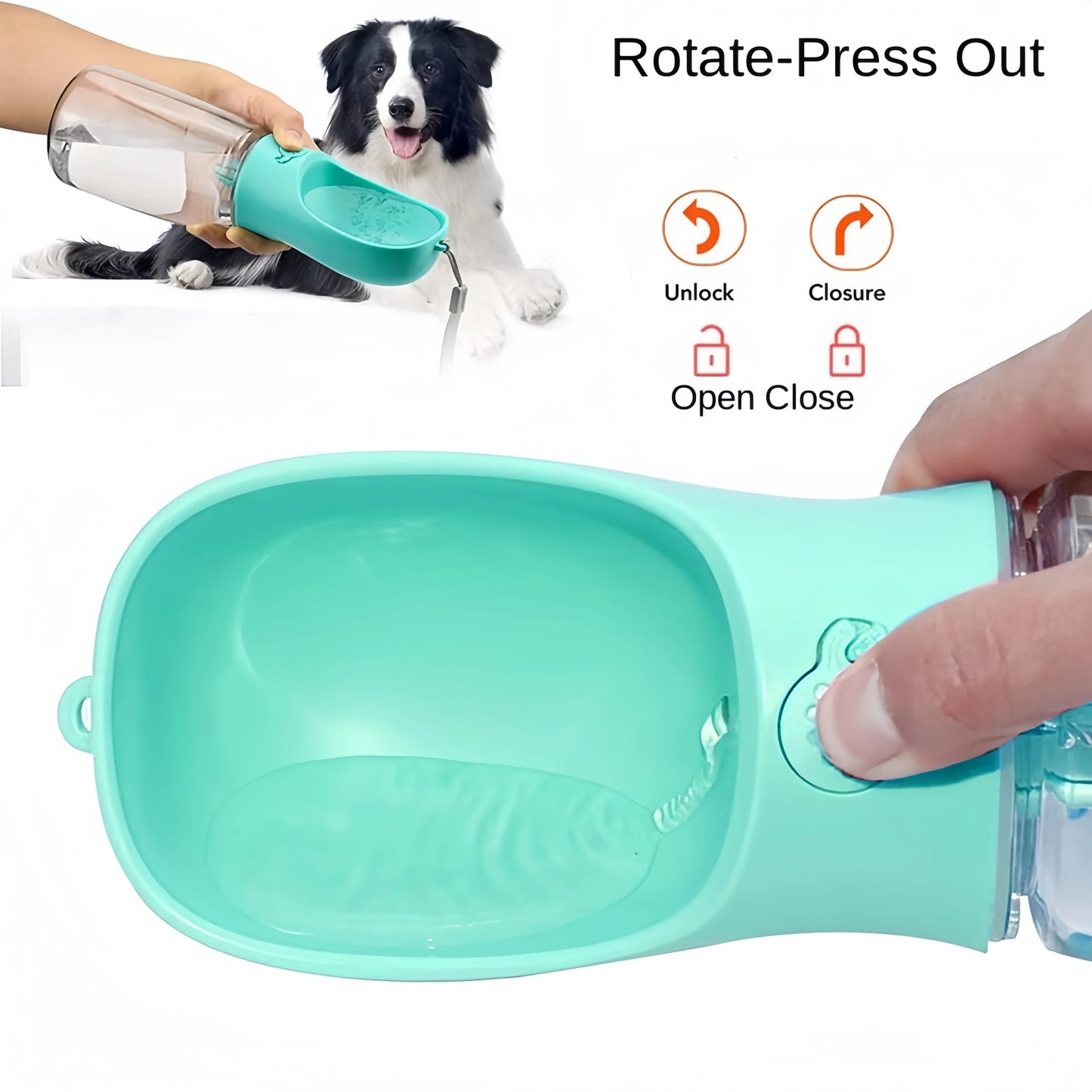 Garrafa de água para animais de estimação, material portátil de qualidade alimentar, para cães, gatos, viagem, copo de água para animais de estimação, garrafa com dispensador de alimentos, garrafa de água para filhot