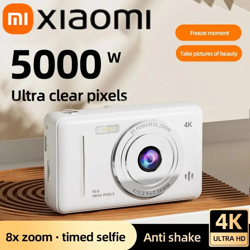 Câmera digital XIAOMI 4K  lash 50 milhões de pixels Retro CCD, com  cartão portátil, Câmera de nível básico com duplo Foco automático