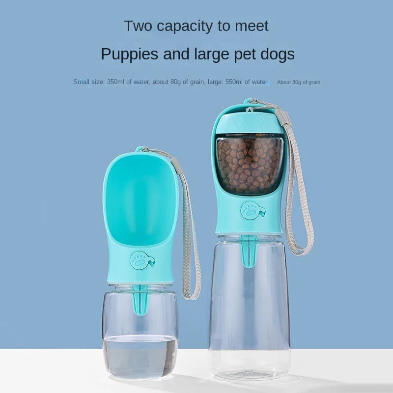 Garrafa de água para animais de estimação, material portátil de qualidade alimentar, para cães, gatos, viagem, copo de água para animais de estimação, garrafa com dispensador de alimentos, garrafa de água para filhot